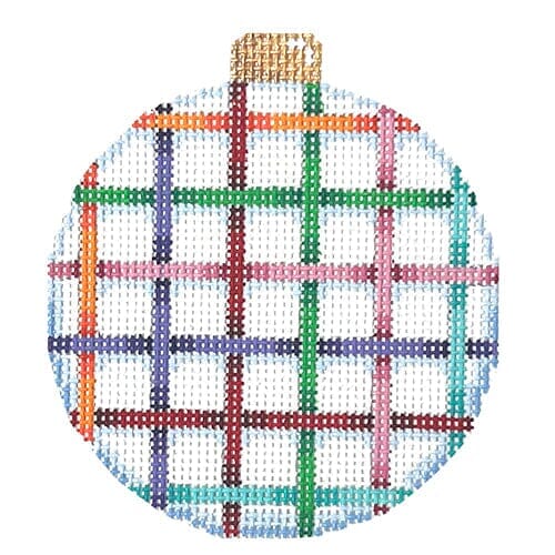 Multi Tattersall Ball Ornament Printed Canvas Two Sisters Needlepoint