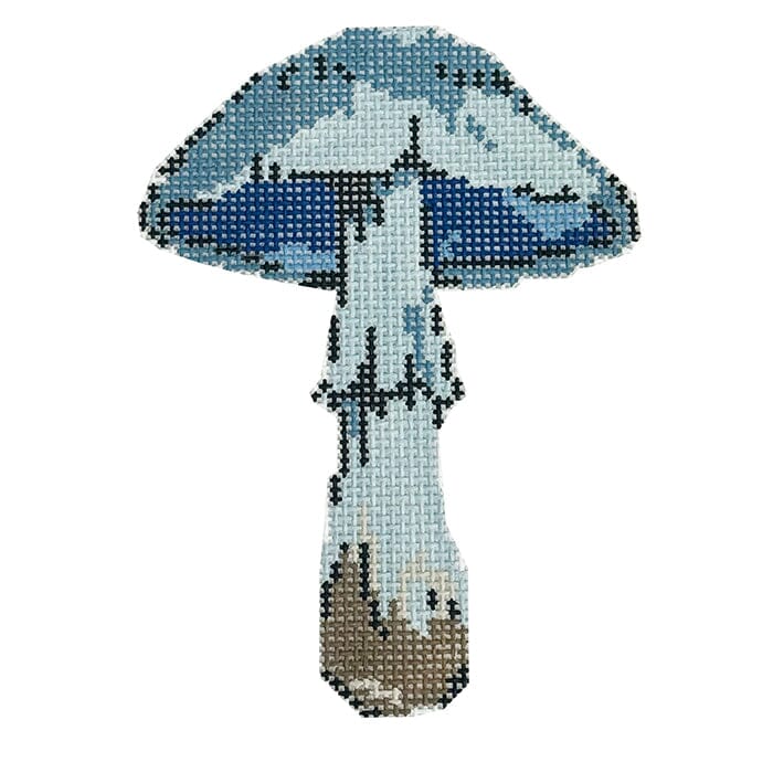 Mushroom Series Navy Mushroom Painted Canvas The Plum Stitchery - 1