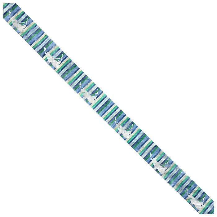 Nantucket on Blue & Green Summer Stripes Belt Painted Canvas Kristine Kingston - 1