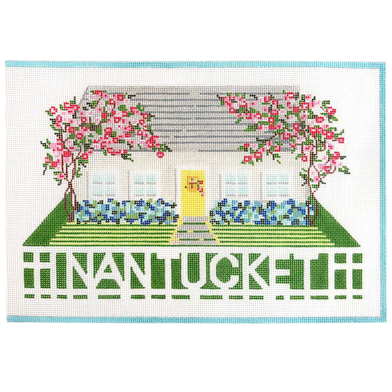 Nantucket Rose Cottage Painted Canvas The Plum Stitchery - 1
