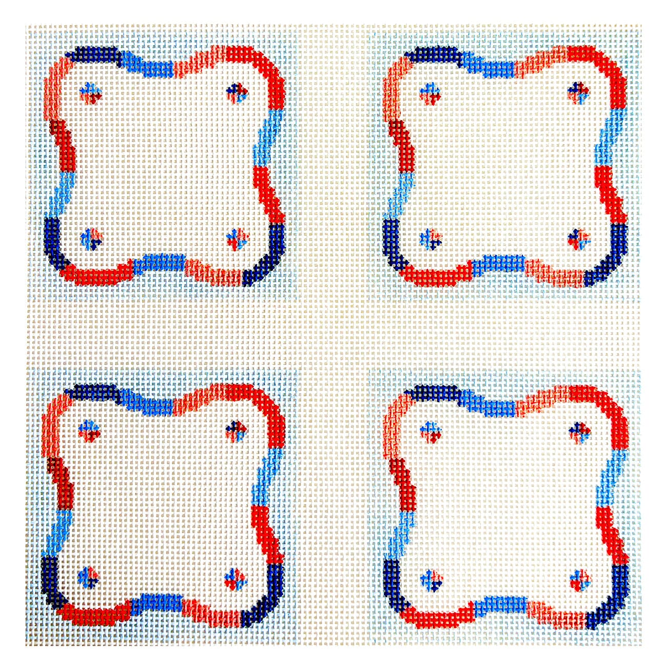 Nantucket Squiggle Coasters Set Painted Canvas Wipstitch Needleworks - 1