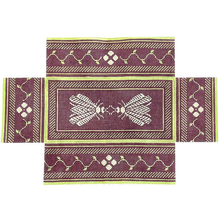 Napoleon's Bees Brick Cover Aubergine & Lime on 18 Painted Canvas Whimsy & Grace - 1
