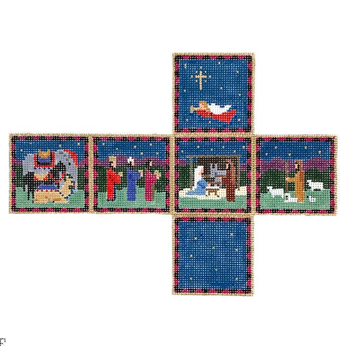 Nativity Cube Painted Canvas Susan Roberts Needlepoint Designs Inc.
