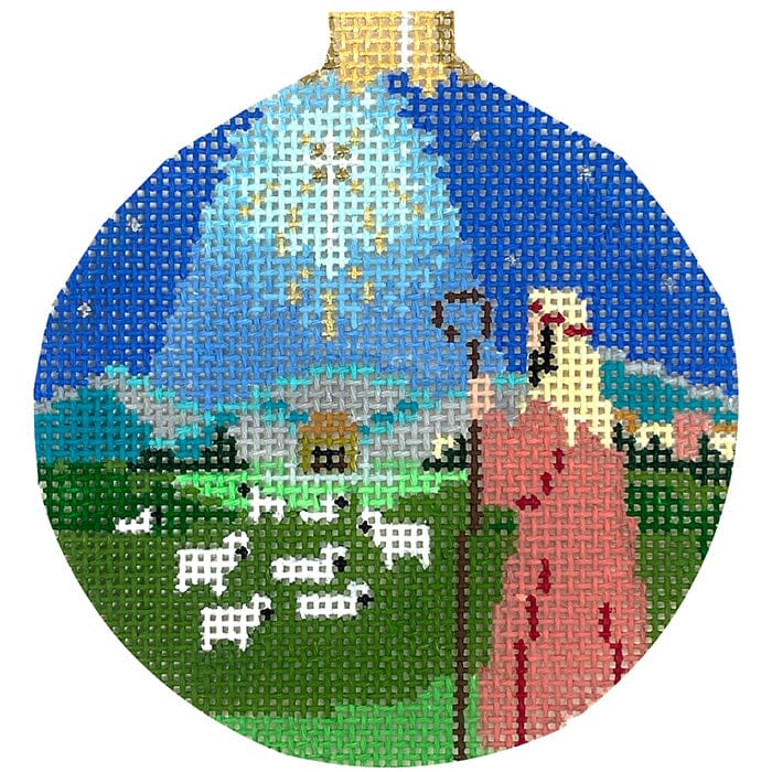 Nativity Shepherd, 3.25" Round Painted Canvas Susan Roberts Needlepoint Designs Inc. - 1
