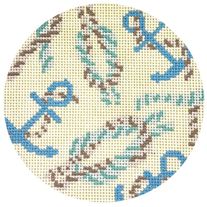 Nautical Knots Coaster Neutrals Painted Canvas Atlantic Blue Canvas - 1