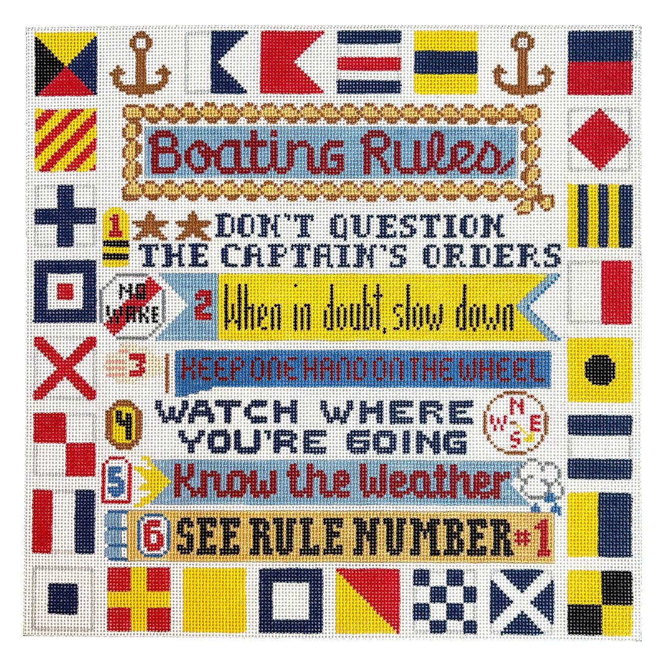 Nautical Signs, 14x14 Painted Canvas Susan Roberts Needlepoint Designs Inc.