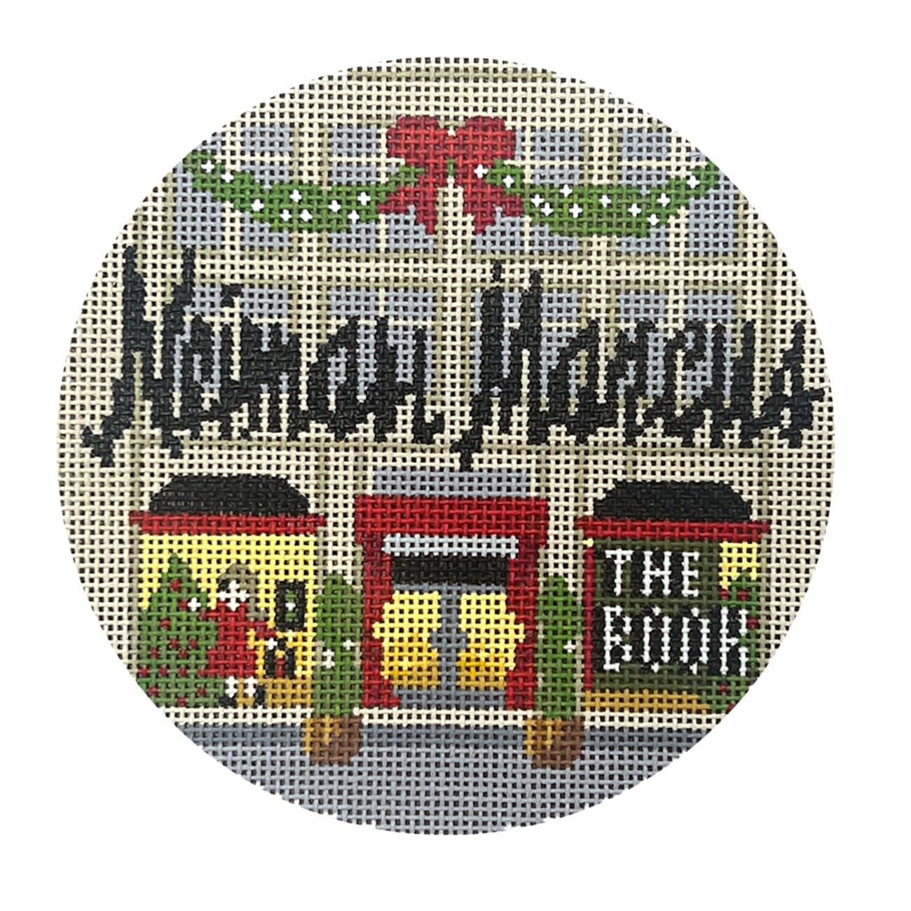 Neiman Marcus Round Painted Canvas The Gingham Stitchery - 1