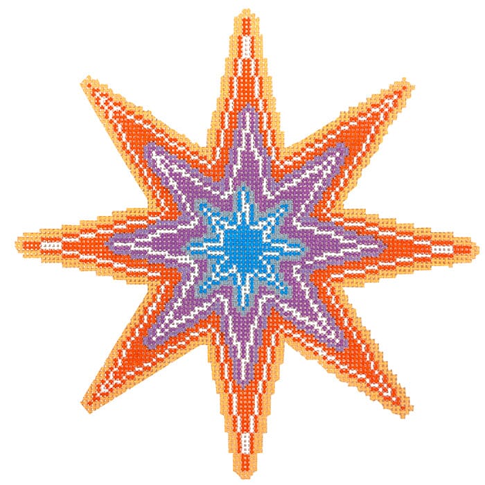 Neon Purple Star Painted Canvas Atlantic Blue Canvas - 1