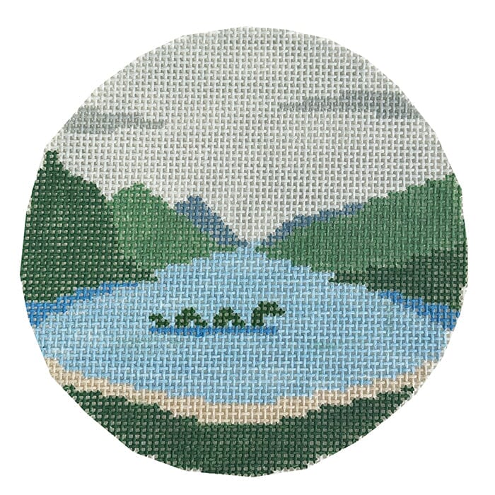 Nessie 4" Round Painted Canvas Goodpoint Needlepoint - 1