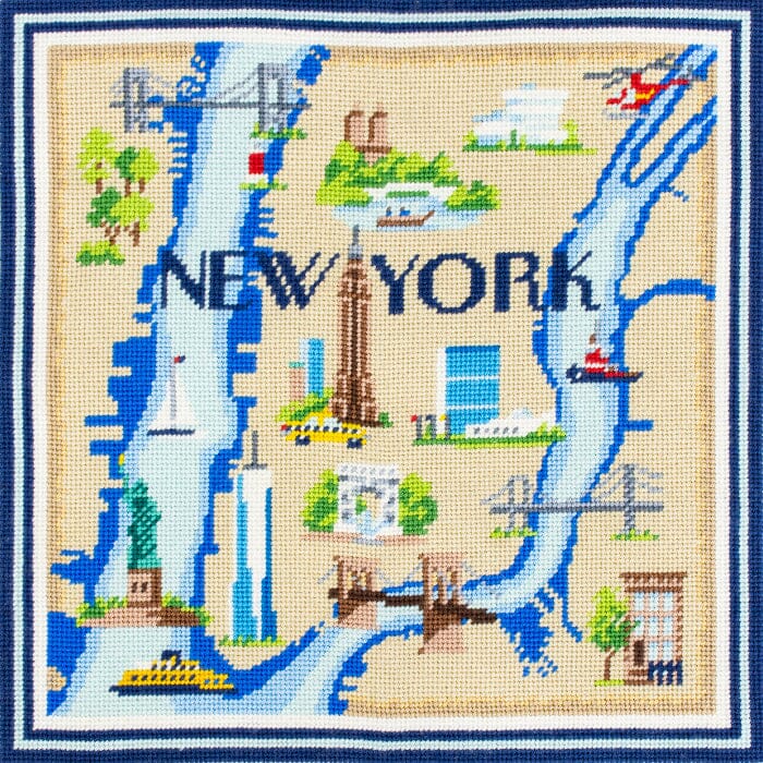 New York Map on 13 Printed Canvas Kirk & Bradley