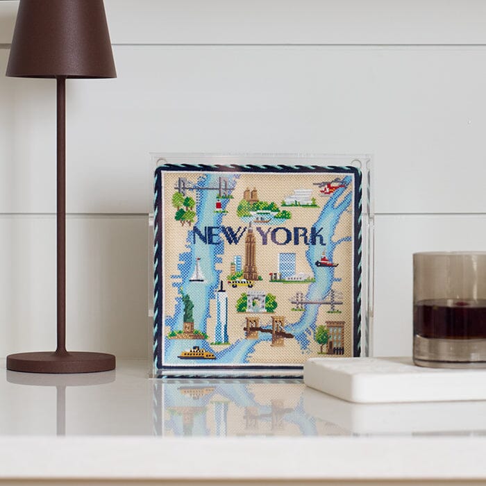 New York Map on 13 Printed Canvas Needlepoint To Go