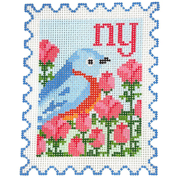 New York State Bird & Flower Stamp Painted Canvas Wipstitch Needleworks - 1