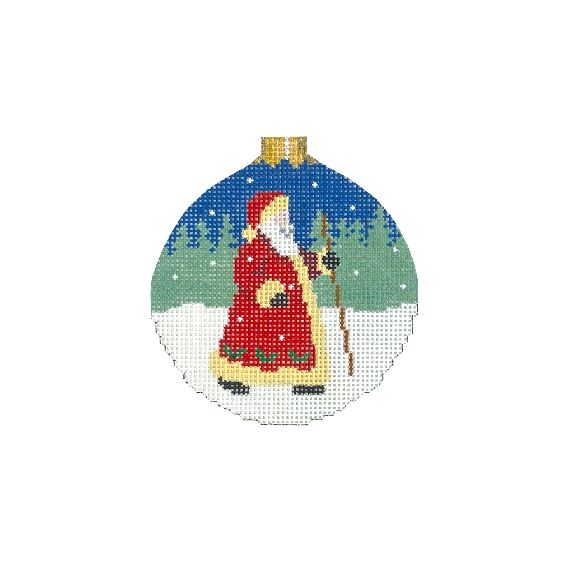 Night Time Walk, 3.25" Round Painted Canvas Susan Roberts Needlepoint Designs Inc. - 1