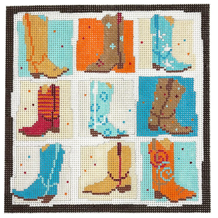 Nine Cowboy Boots Painted Canvas Pippin