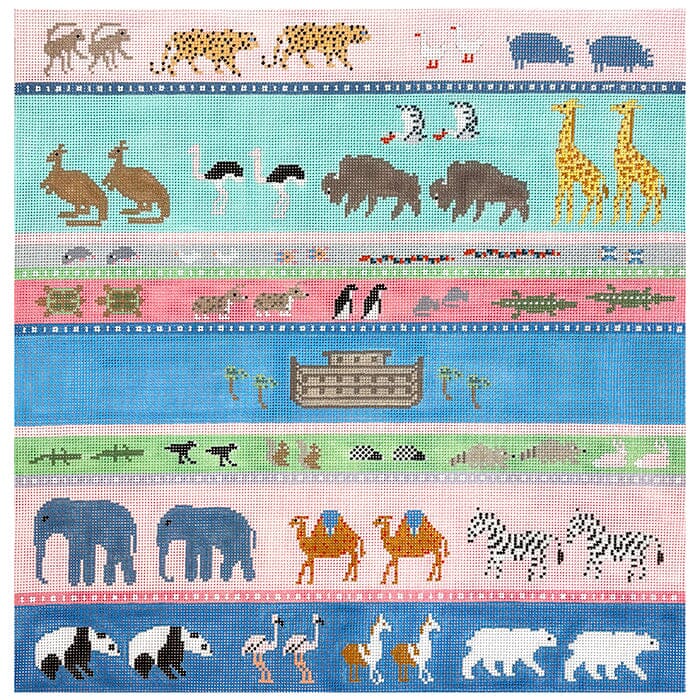 Noah's Two by Two Pillow Painted Canvas Wipstitch Needleworks - 1