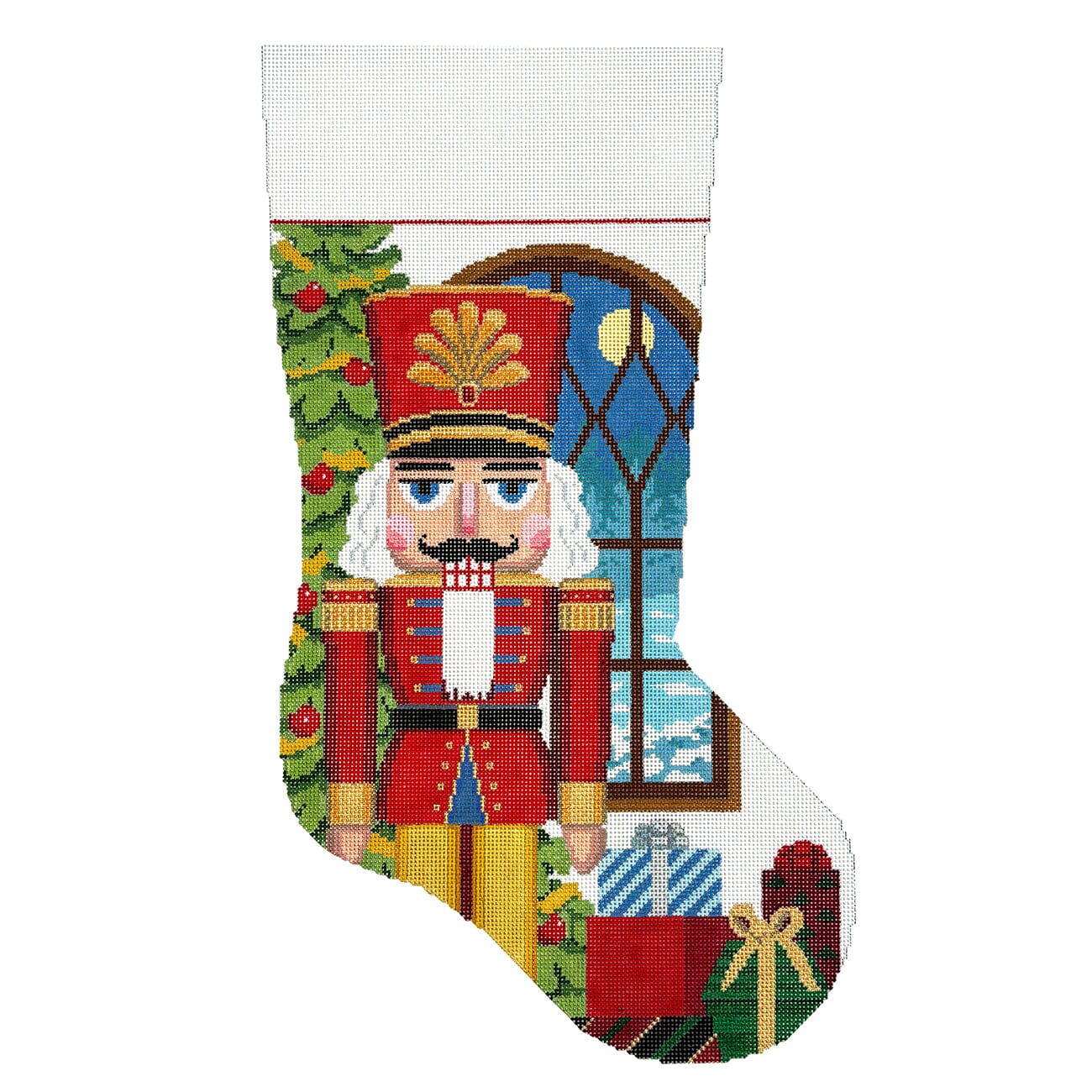Nutcracker in Window, Stocking Painted Canvas Susan Roberts Needlepoint Designs Inc. - 1