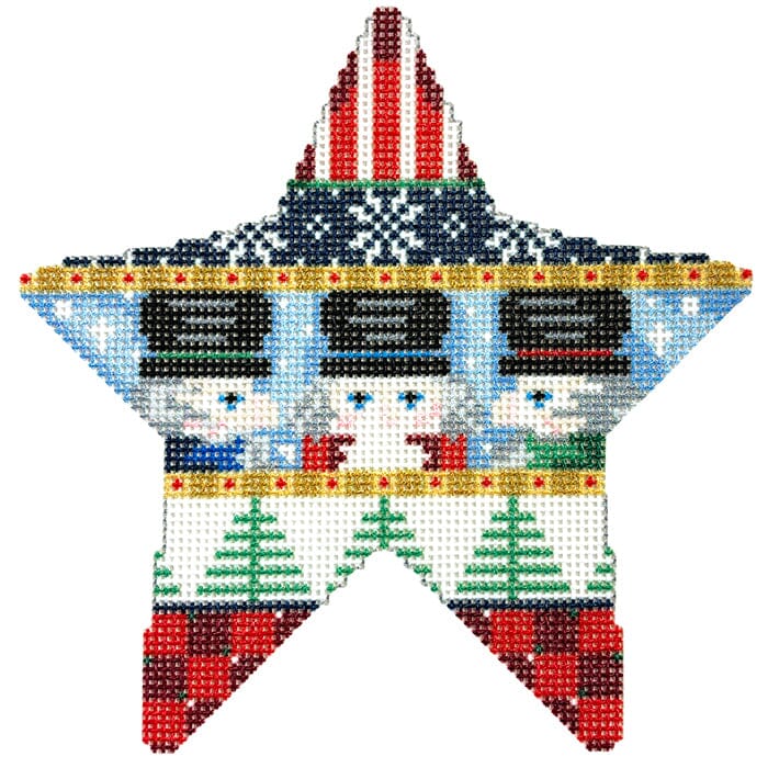 Nutcracker/Snowflakes Star Printed Canvas Two Sisters Needlepoint