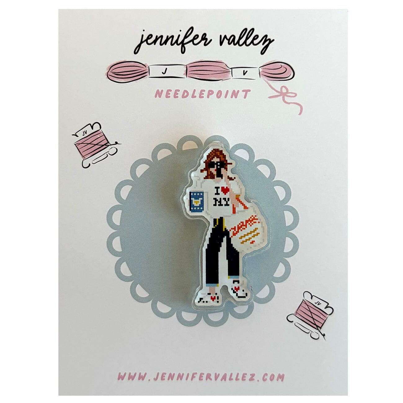 NYC Girl Acrylic Needle Minder Accessories Jennifer Vallez Needlepoint - 1