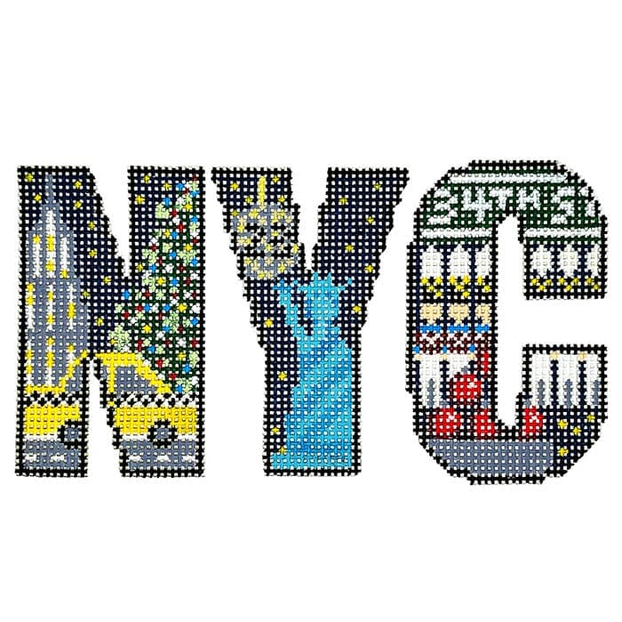 NYC Holiday Letters - 13 mesh Painted Canvas Atlantic Blue Canvas