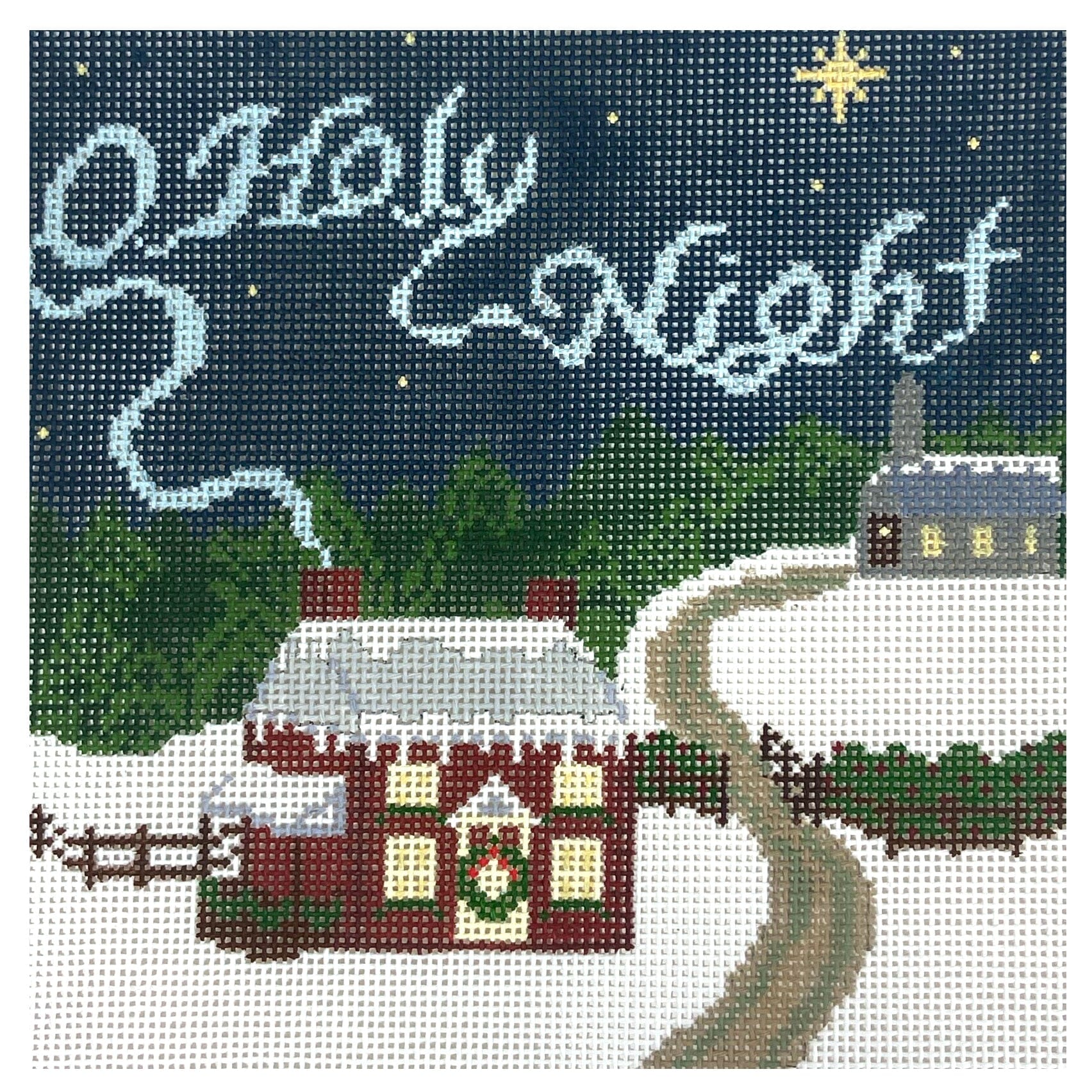 O Holy Night Farmhouse Painted Canvas The Gingham Stitchery - 1