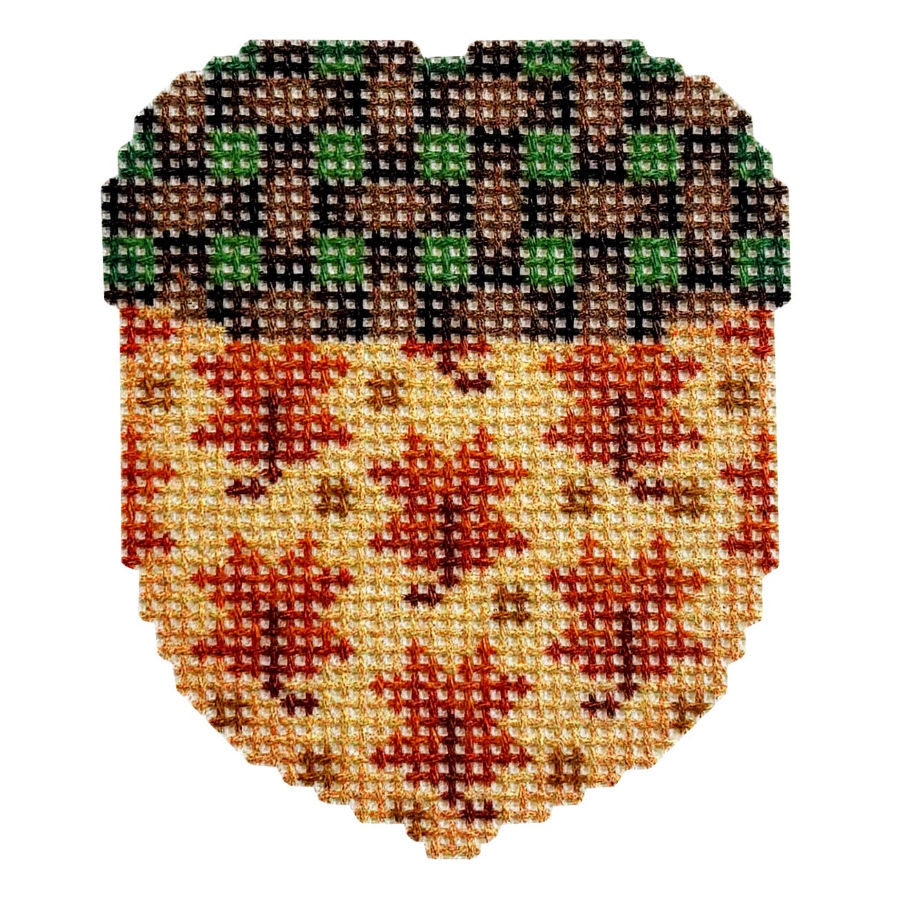 Oak Leaf/Woven Cap Mini Acorn Printed Canvas Two Sisters Needlepoint - 1