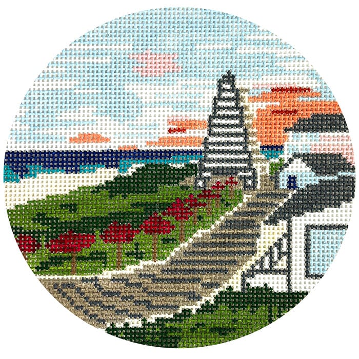 Obelisk at Sunset Round Painted Canvas KCN Designers