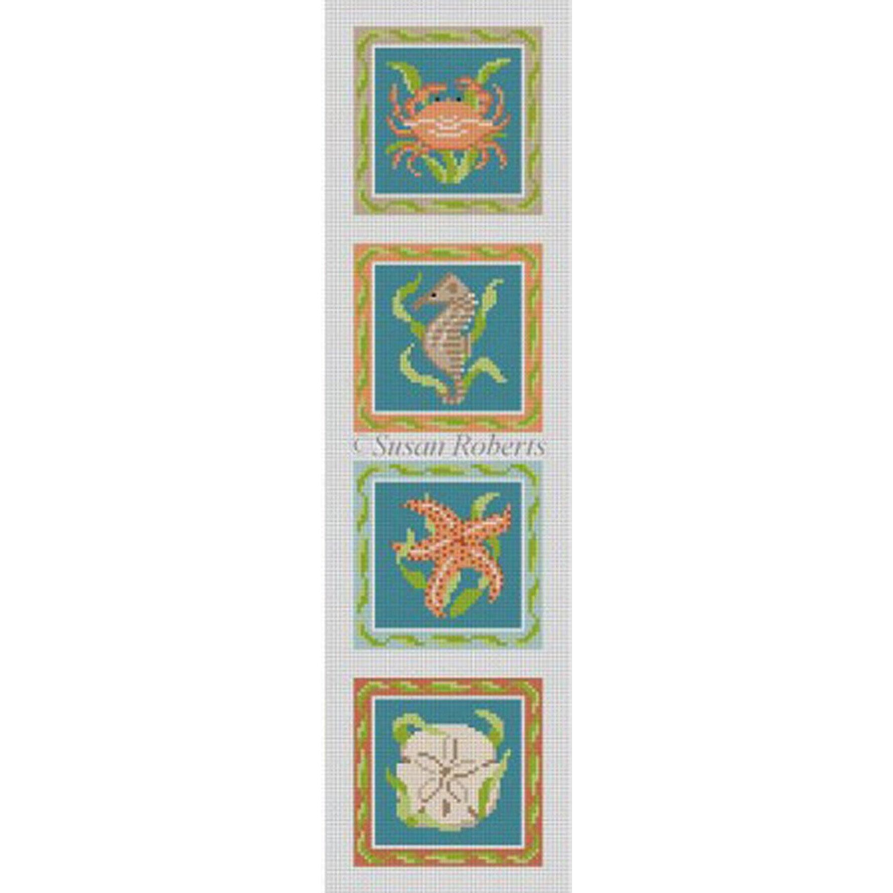 Ocean Life Coasters Set Painted Canvas Susan Roberts Needlepoint Designs Inc. - 1