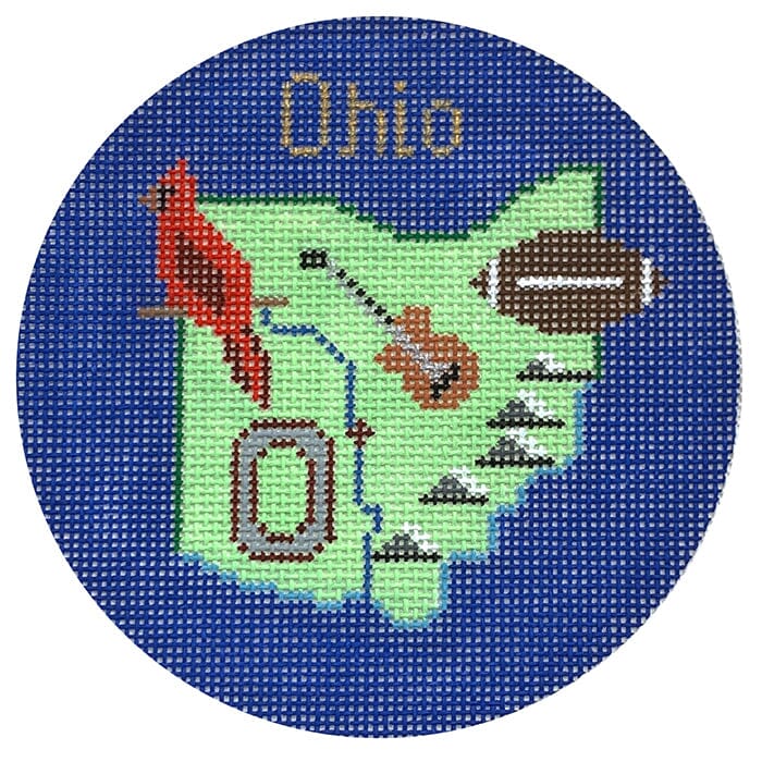 Ohio Ornament Painted Canvas Silver Needle