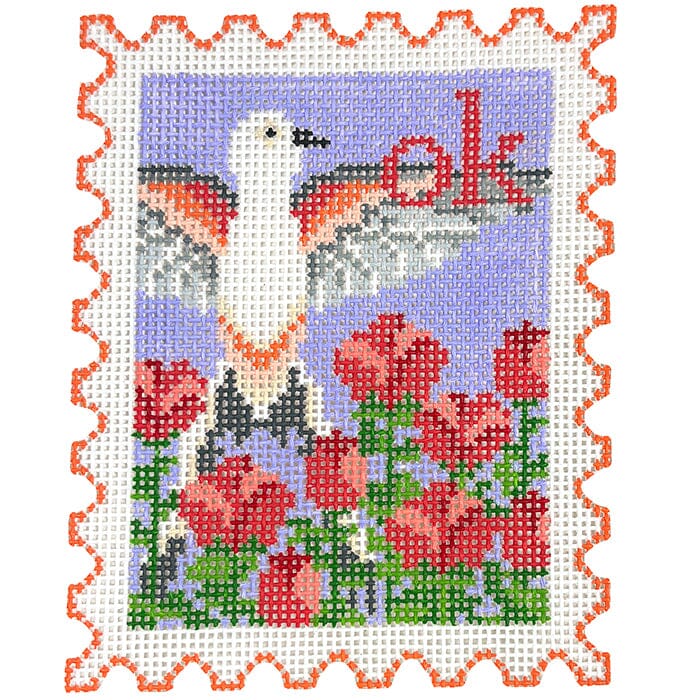 Oklahoma State Bird & Flower Stamp Painted Canvas Wipstitch Needleworks