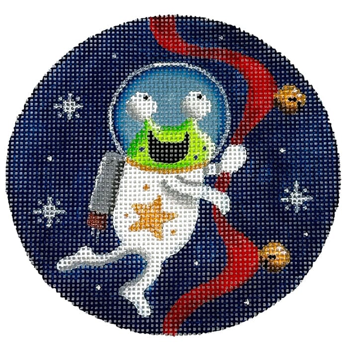 ON Green Alien Round Painted Canvas Rebecca Wood Designs - 1