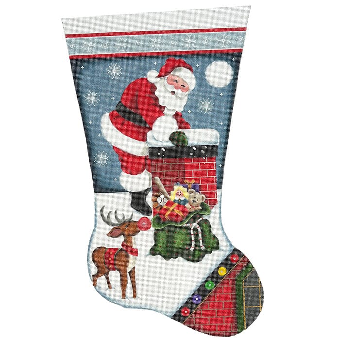 On the Roof Stocking TTR on 13 Painted Canvas Rebecca Wood Designs