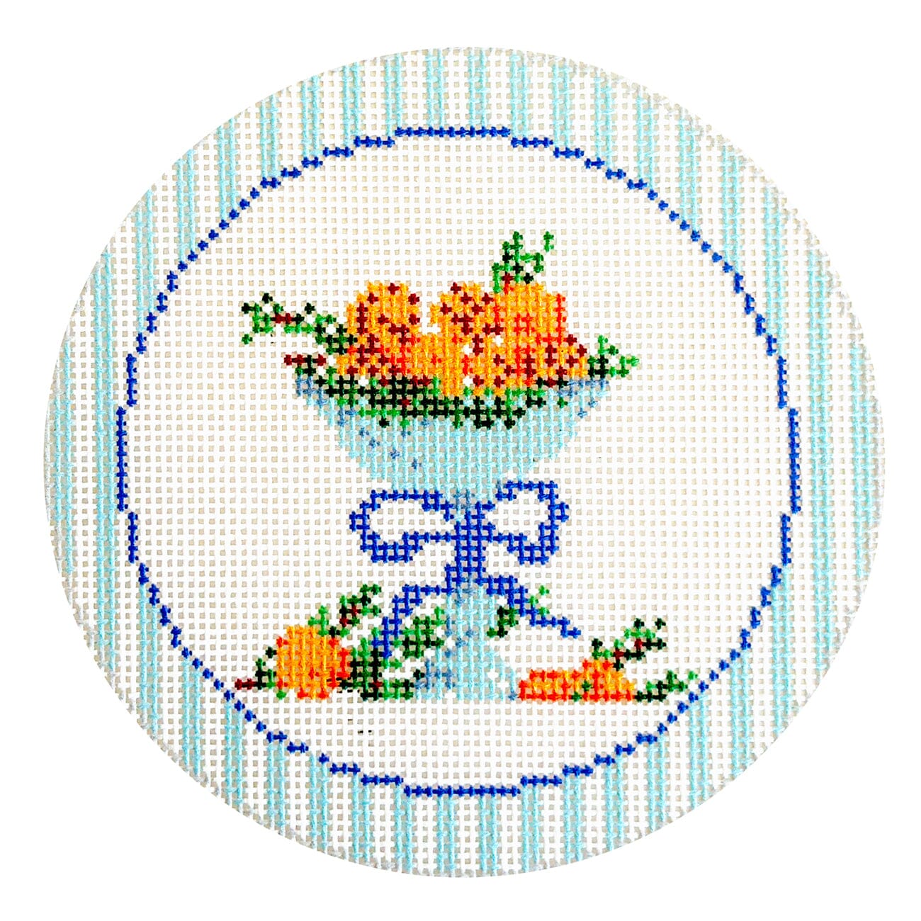 Orange Bowl Ornament Painted Canvas KCN Designers - 1