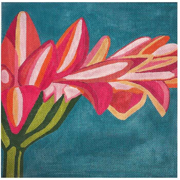 Orange Gerber Daisy on Blue Painted Canvas Alice Peterson Company - 1