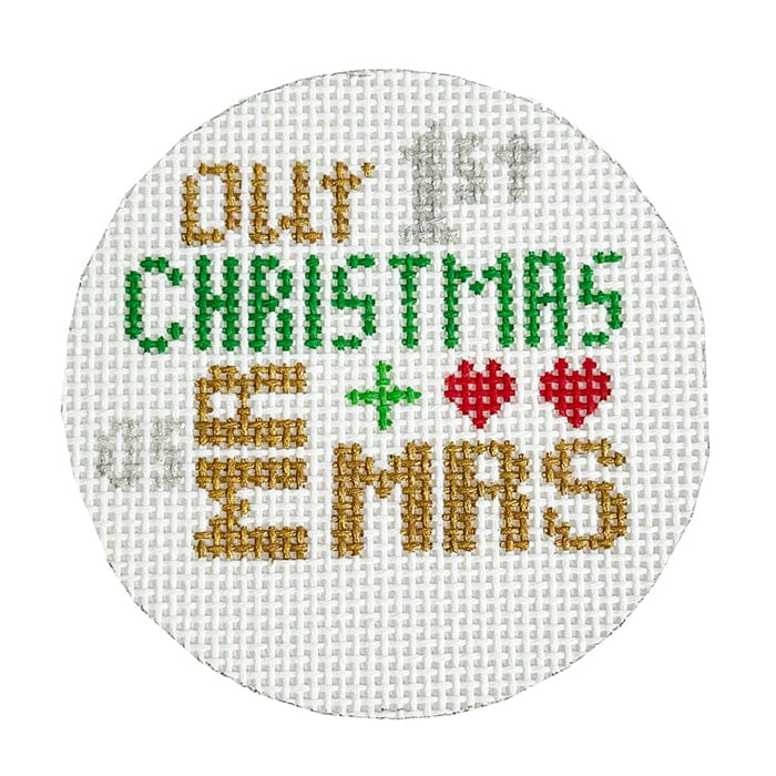 Our 1st Christmas Mr & Mrs Round Painted Canvas Stitch-Its