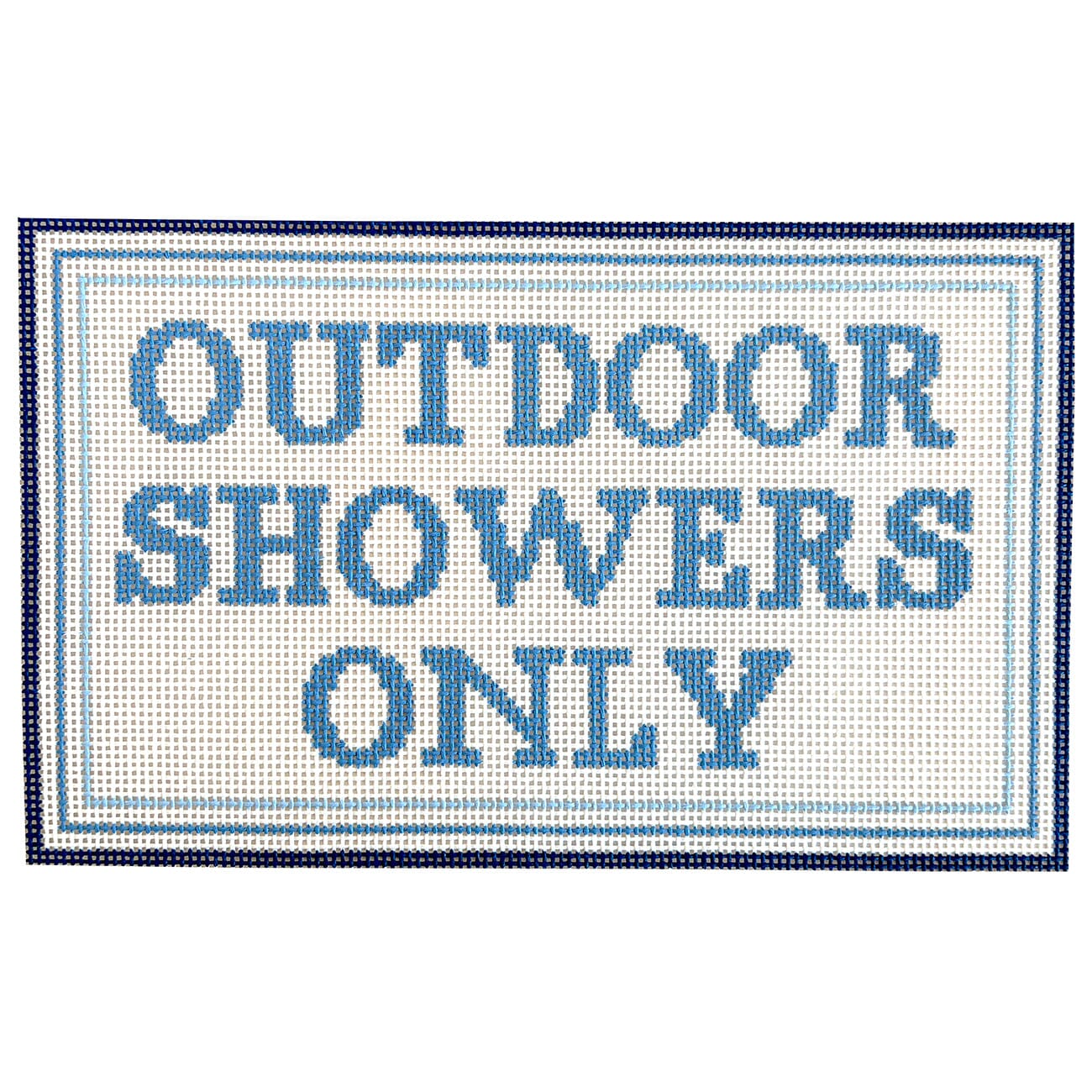 Outdoor Showers Only Blue Painted Canvas Frances Mary Needlepoint