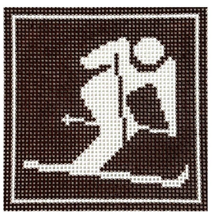 Outdoor Sign Coaster Skier Painted Canvas Fire and Iris - 1