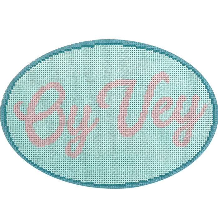 Oy Vey Oval Painted Canvas Atlantic Blue Canvas - 1