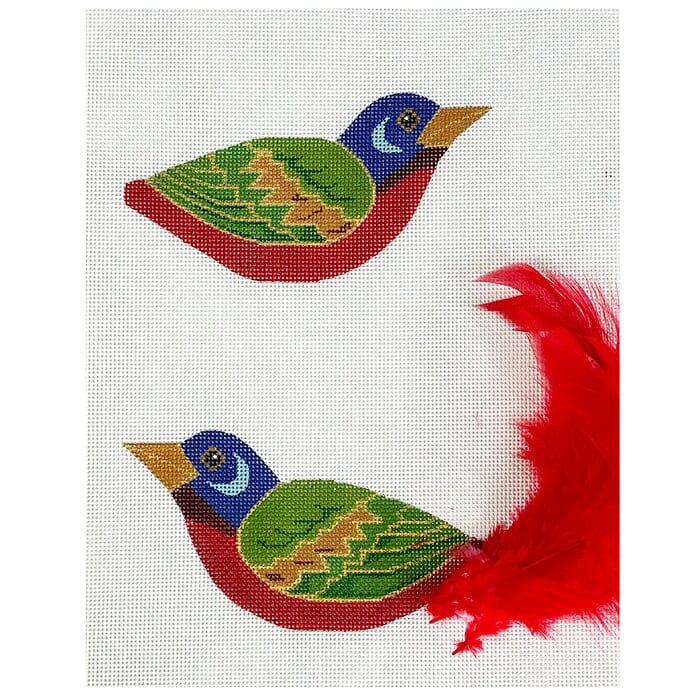 Painted Bunting 2-Sided Clip-On Painted Canvas Labors of Love Needlepoint