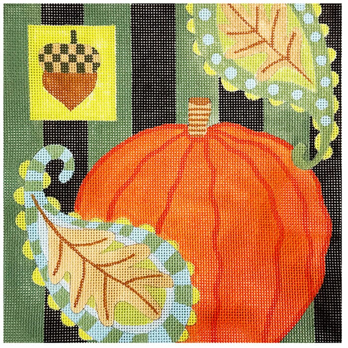 Paisley Pumpkin Square Painted Canvas ditto! Needle Point Works - 1