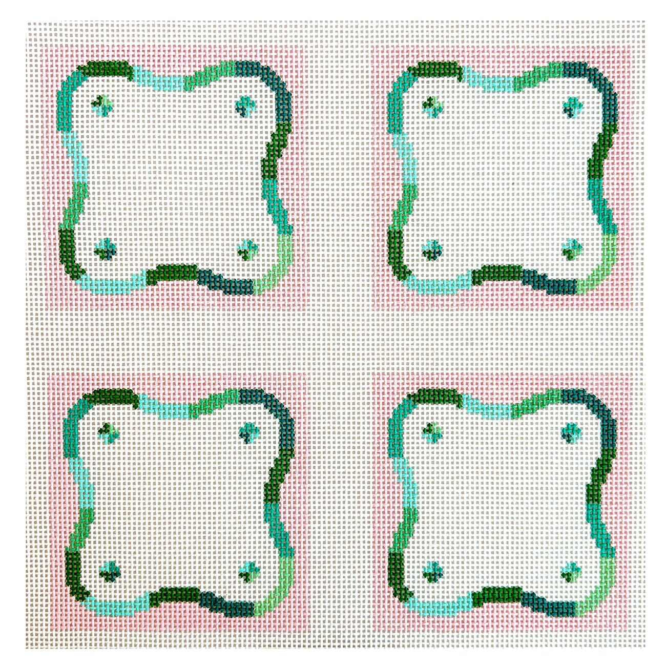 Palm Beach Squiggle Coasters Set Painted Canvas Wipstitch Needleworks