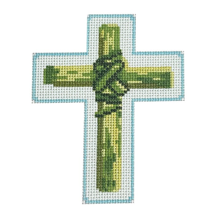 Palm Sunday Cross Painted Canvas Atlantic Blue Canvas - 1