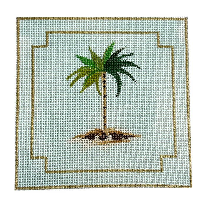 Palm Tree Coaster on Light Blue Painted Canvas Colors of Praise