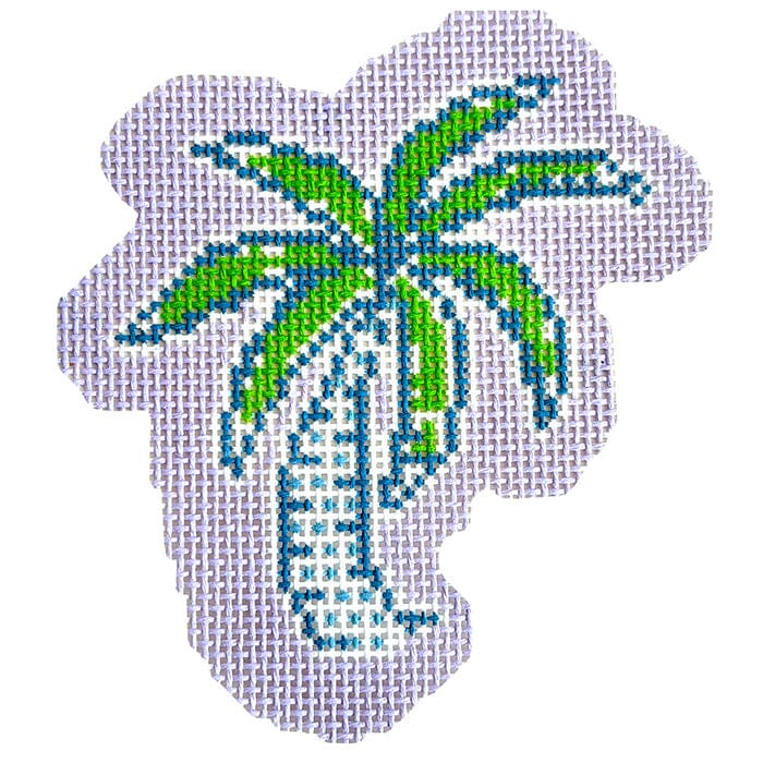 Palm Tree Ornament on Lilac Painted Canvas Thorn Alexander