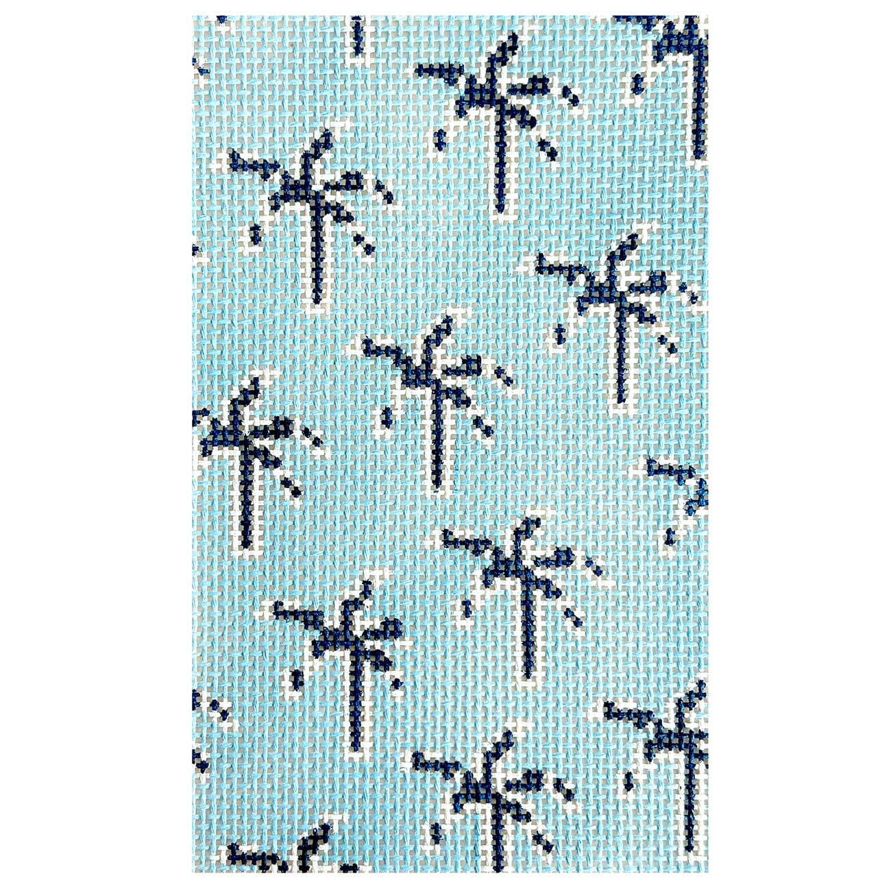 Palm Tree Sunglasses Case Blue Painted Canvas KCN Designers - 1
