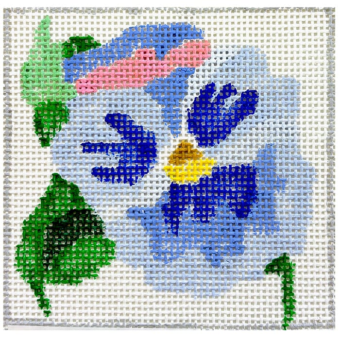 Pansy Coaster 2 Blue & Pink Painted Canvas Jean Smith - 1