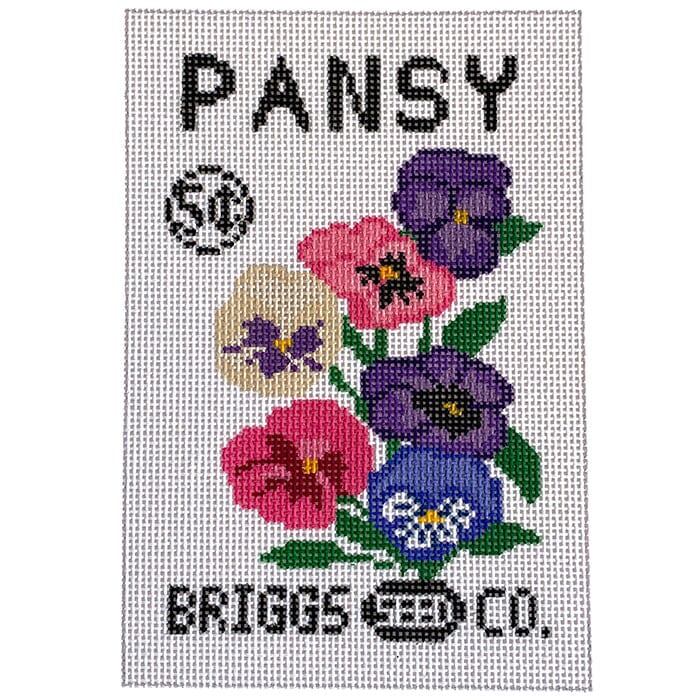 Pansy Seed Packet Painted Canvas Laura Love Designs - 1