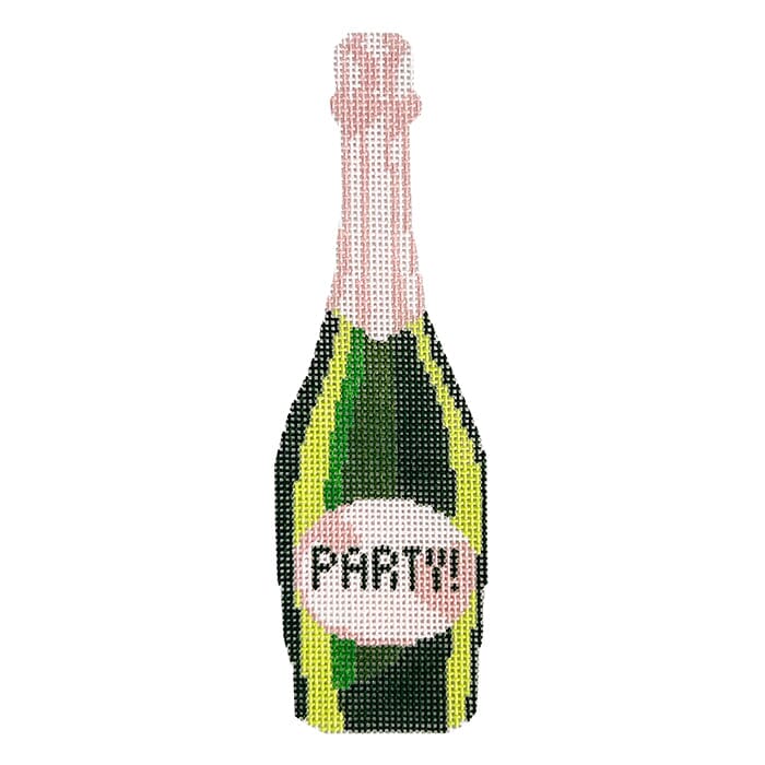 Party Champagne Ornament Painted Canvas Initial K Studio - 1
