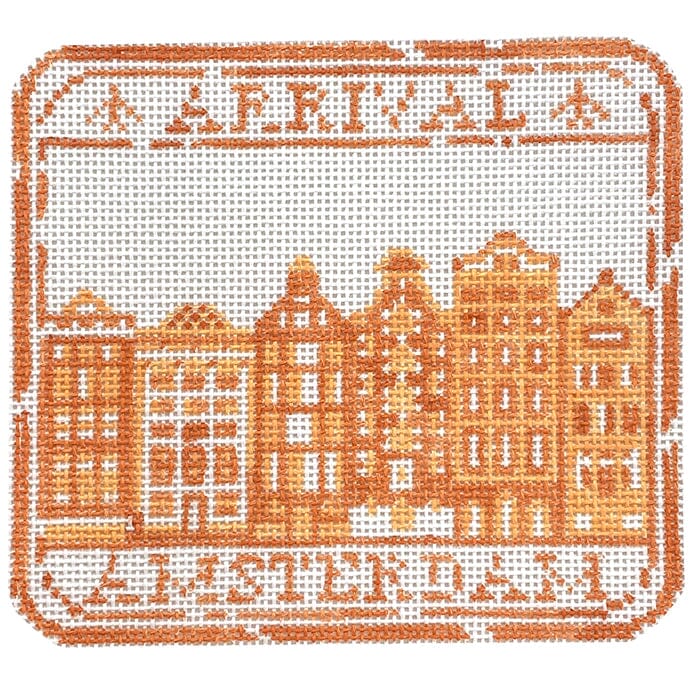 Passport Stamp Amsterdam Painted Canvas Audrey Wu Designs - 1
