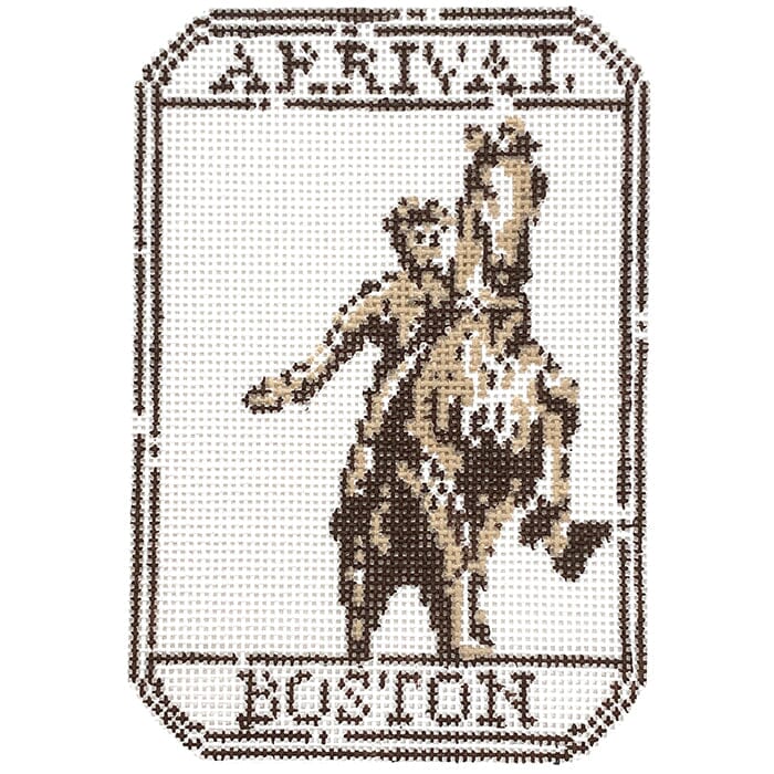 Passport Stamp Boston Painted Canvas Audrey Wu Designs - 1