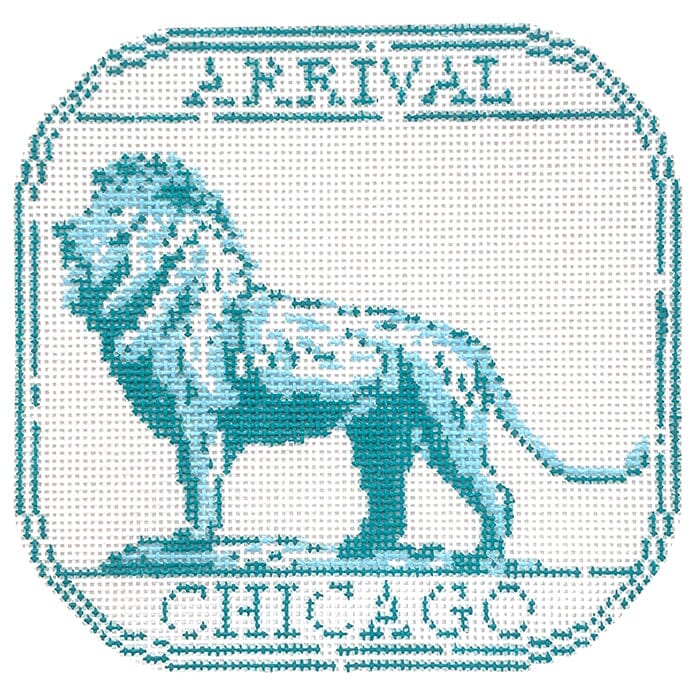 Passport Stamp Chicago Painted Canvas Audrey Wu Designs - 1
